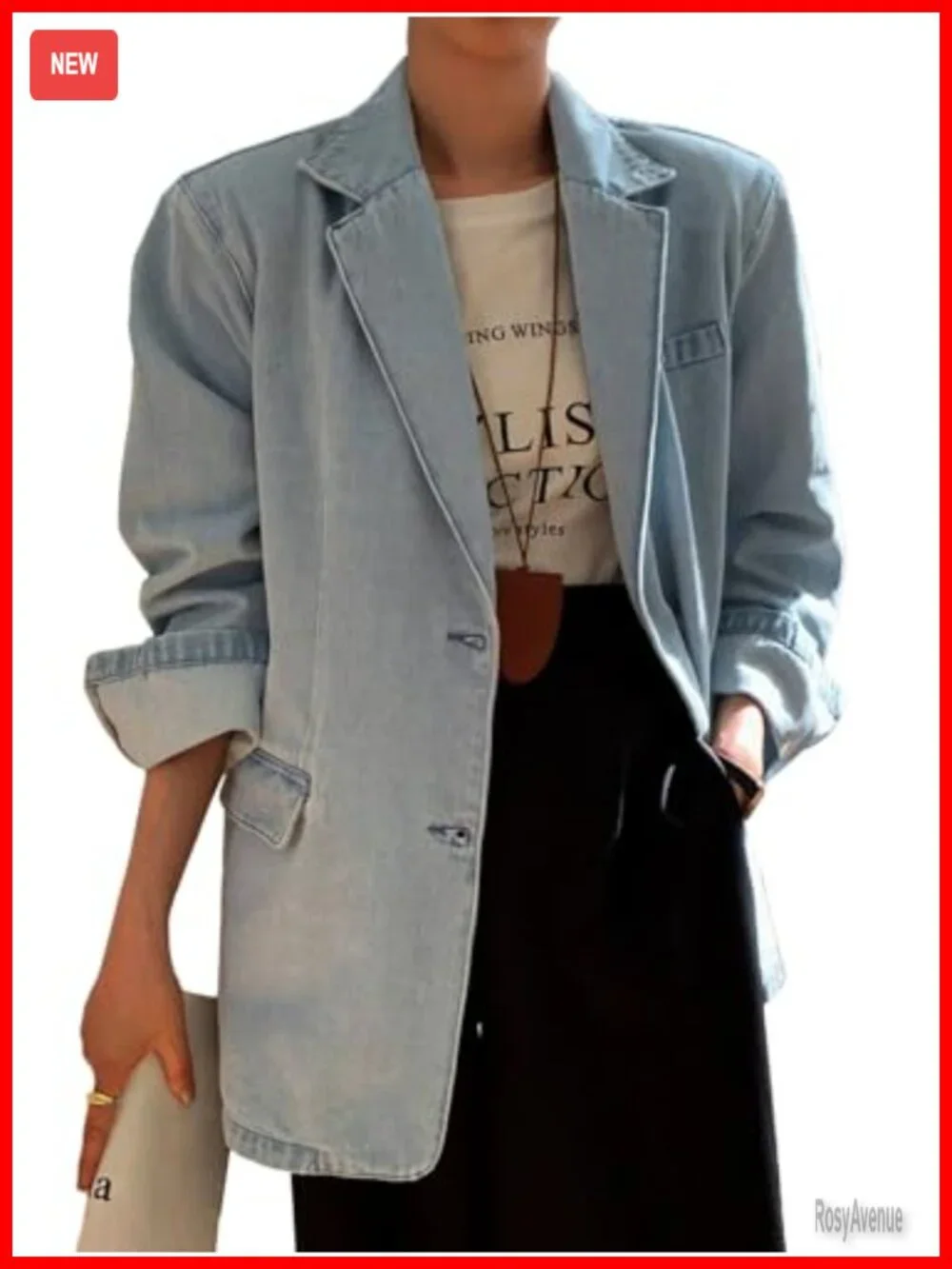 Women's Open Front Denim Blazer Jacket Lightweight Casual Blazer